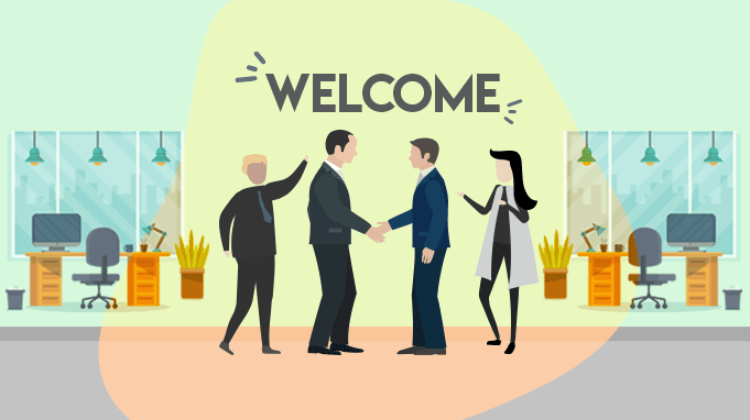 Employee onboarding graphic.