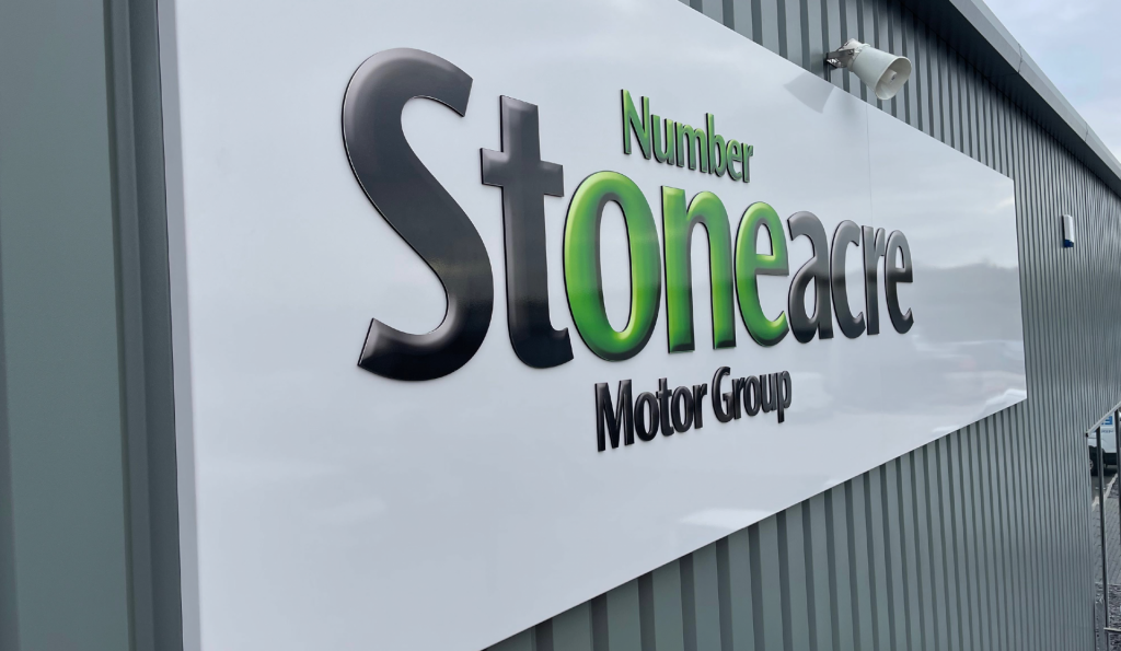 Exterior signage for Stoneacre.