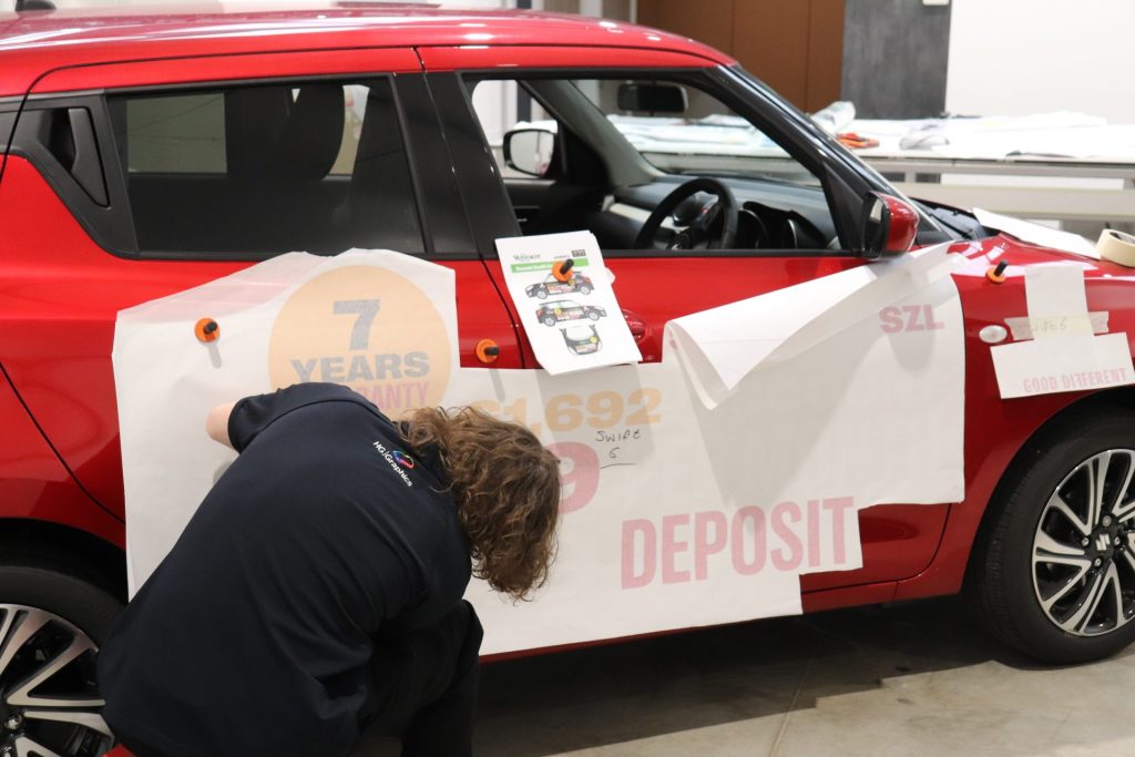 Red car vehicle wrap