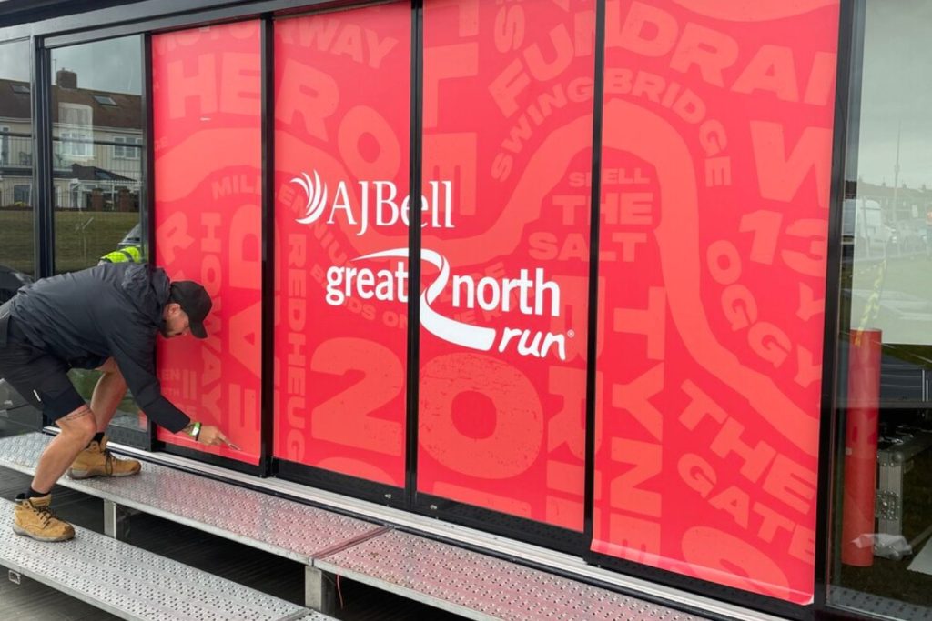 AJ Bell Great North Run - cabin wrap doors