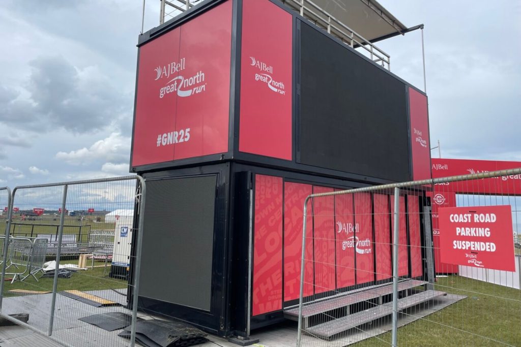 AJ Bell Great North Run - cabin wrap outside