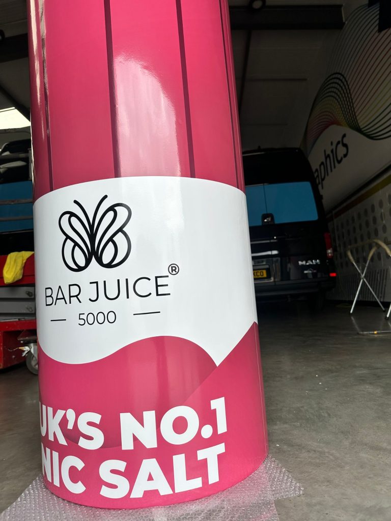 Active Hire Vape Bottle signage front view