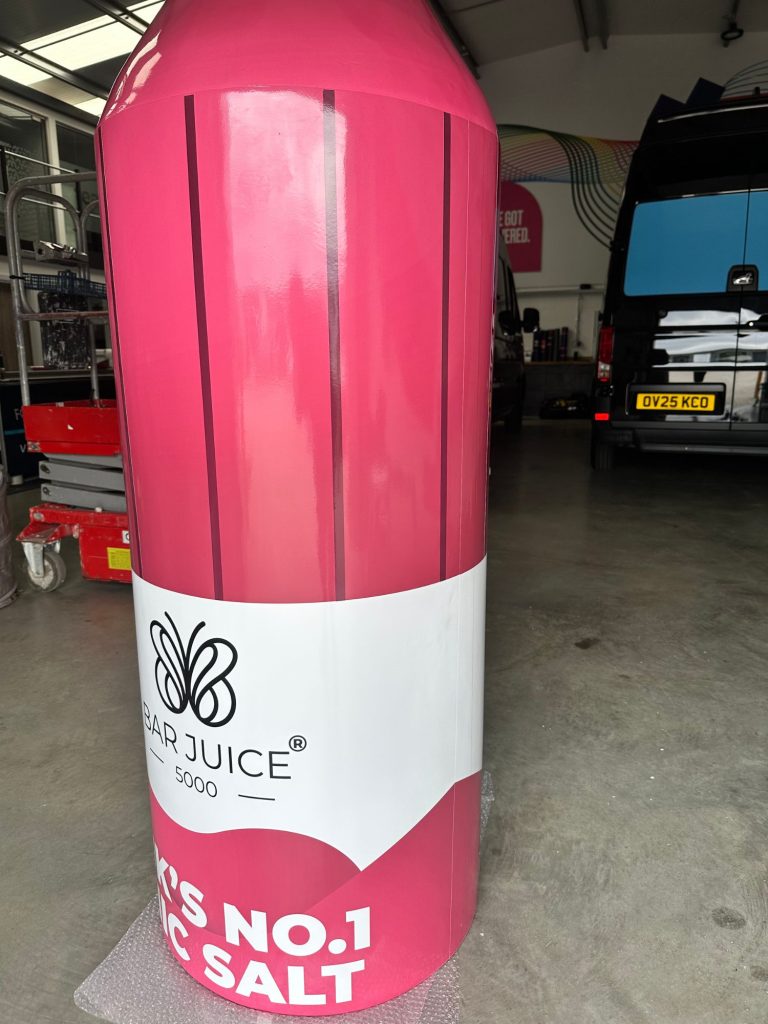 Active Hire Vape Bottle signage side view