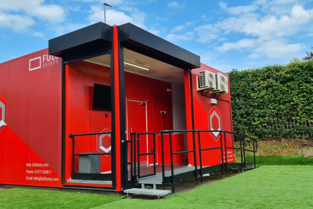 Full 360 building wrap - entrance view